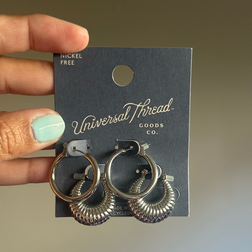 Universal Thread Silver Hoop Earrings 12$